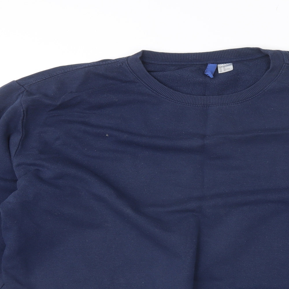 Divided Womens Blue Round Neck  Cotton Pullover Jumper Size XL