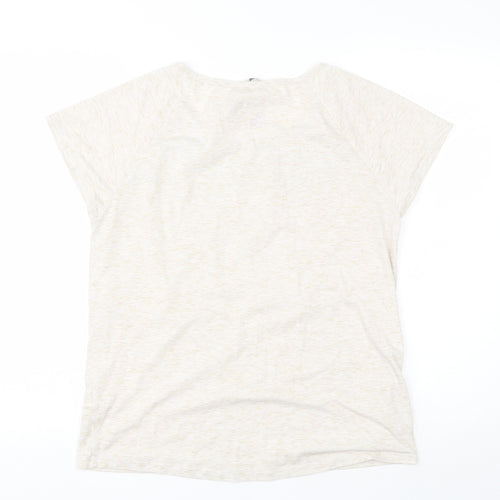 TU Womens Beige  Polyester Basic T-Shirt Size 12 Round Neck