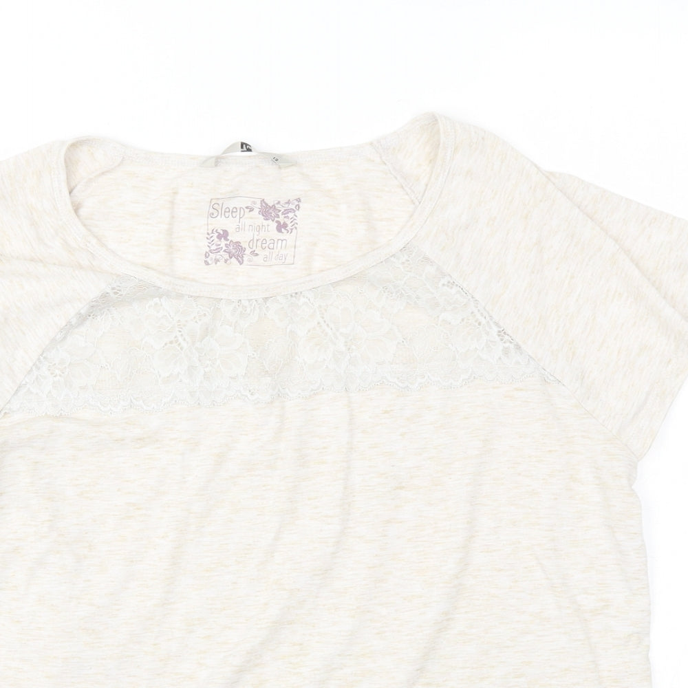 TU Womens Beige  Polyester Basic T-Shirt Size 12 Round Neck