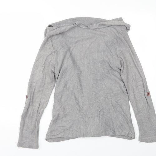 Object Womens Grey Collared  Acrylic Cardigan Jumper Size M