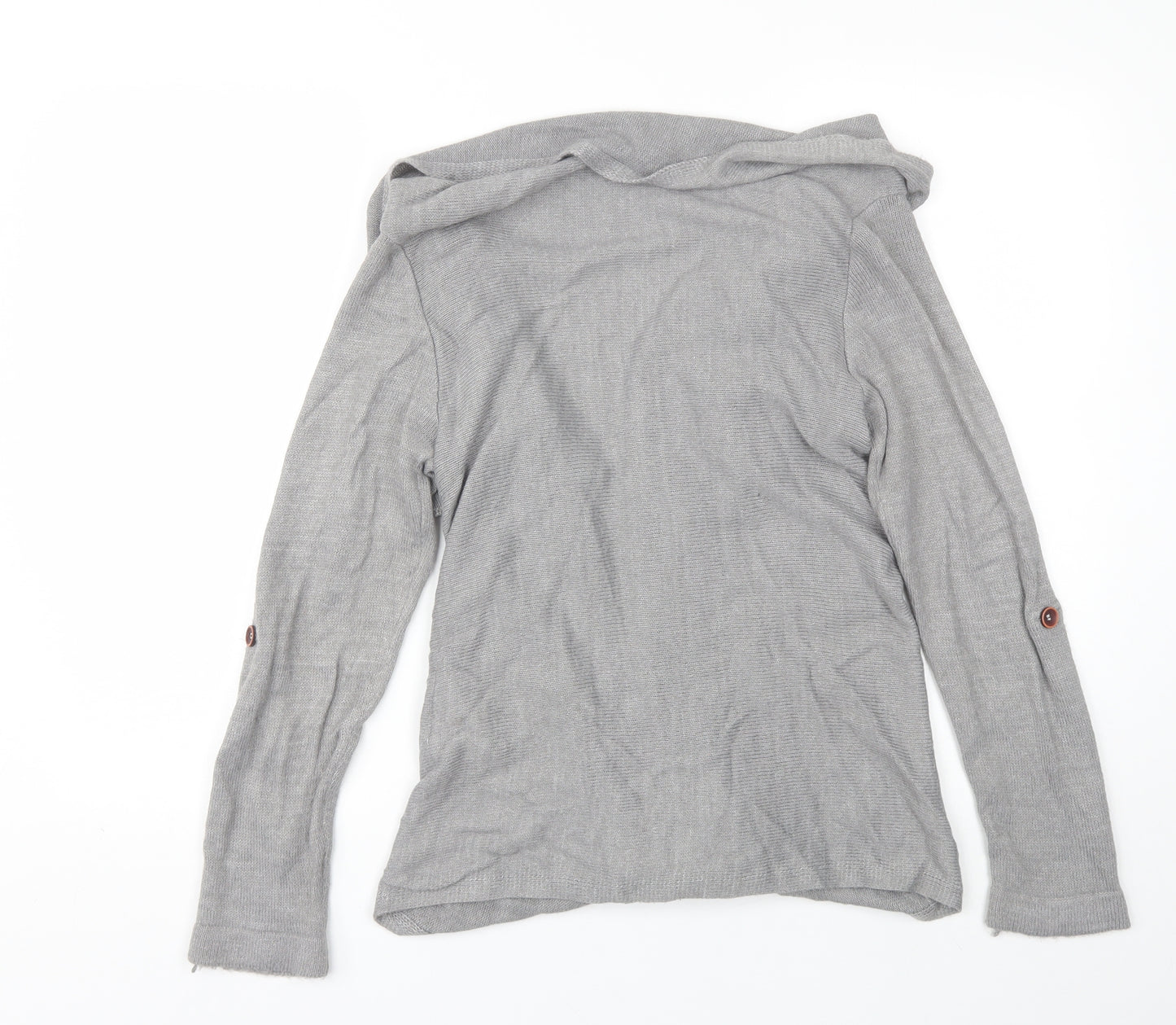 Object Womens Grey Collared  Acrylic Cardigan Jumper Size M