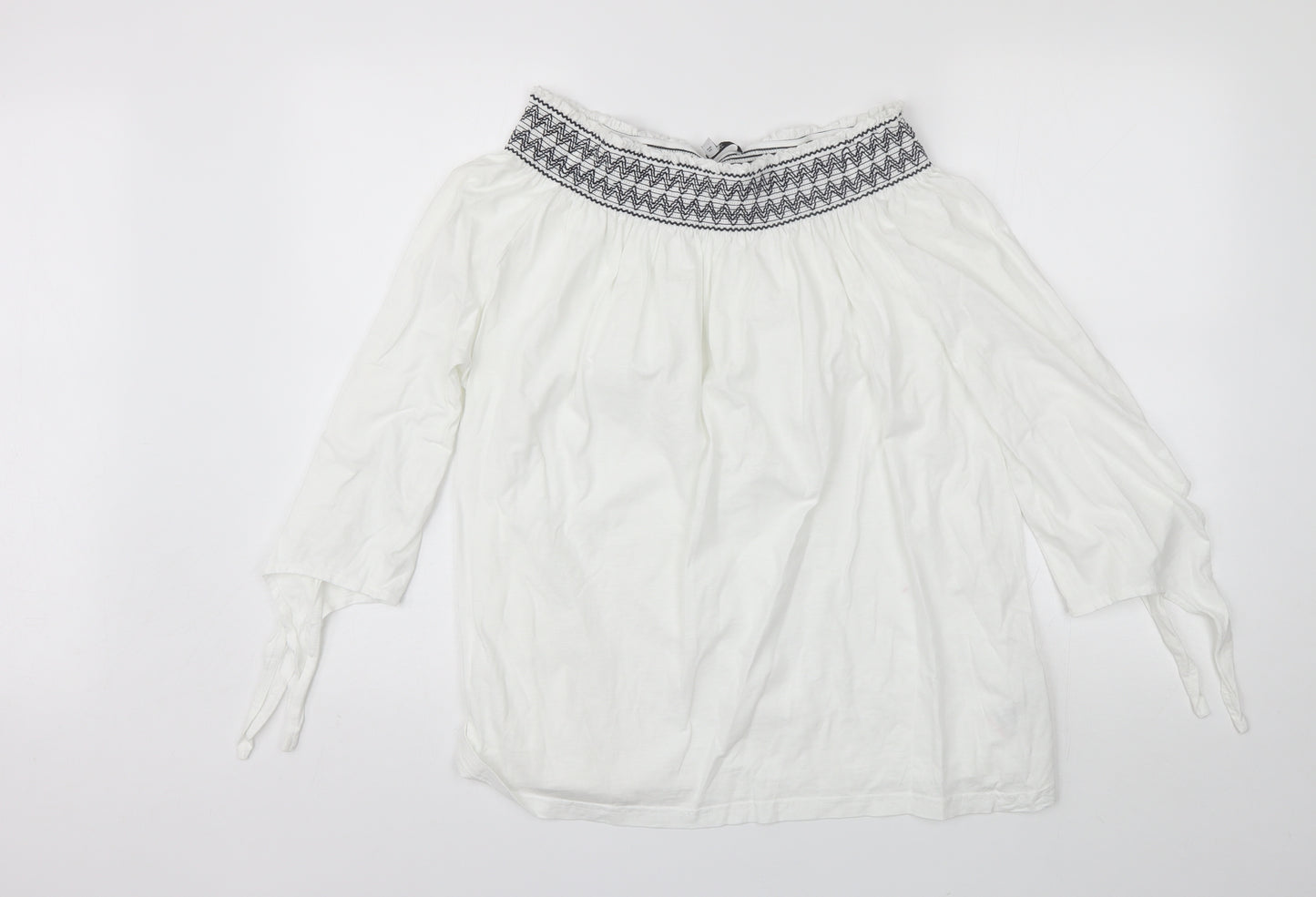 NEXT Womens White  Cotton Basic Blouse Size 16 Round Neck