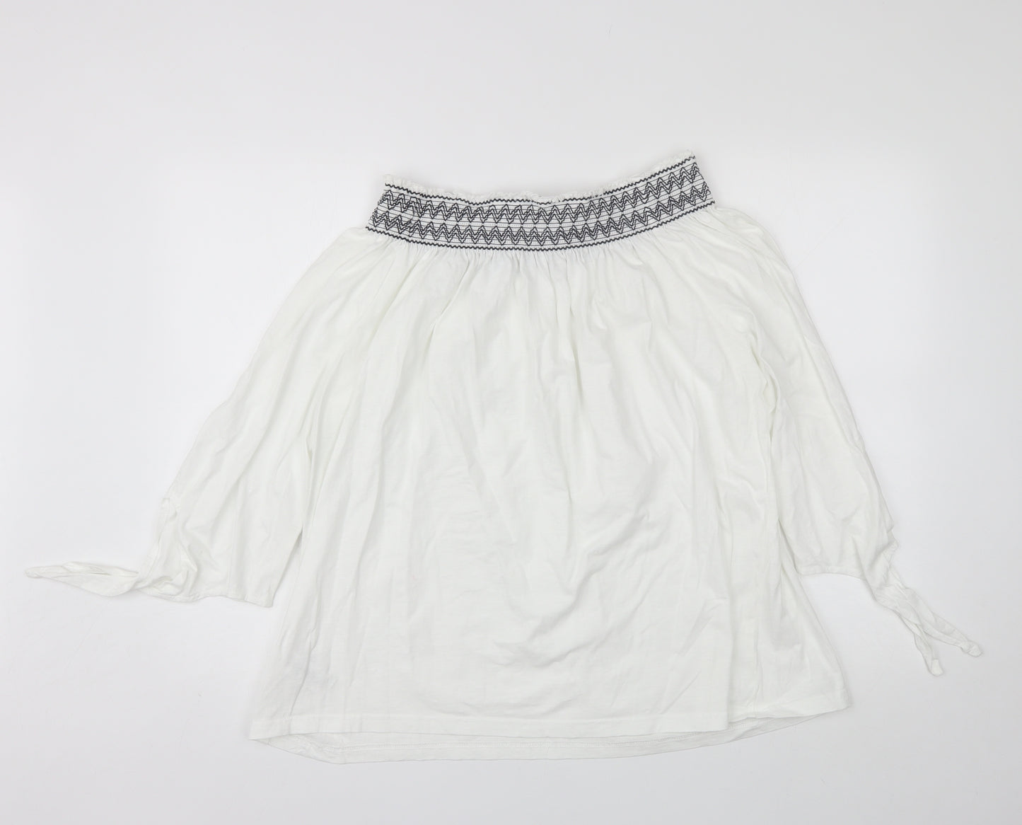 NEXT Womens White  Cotton Basic Blouse Size 16 Round Neck