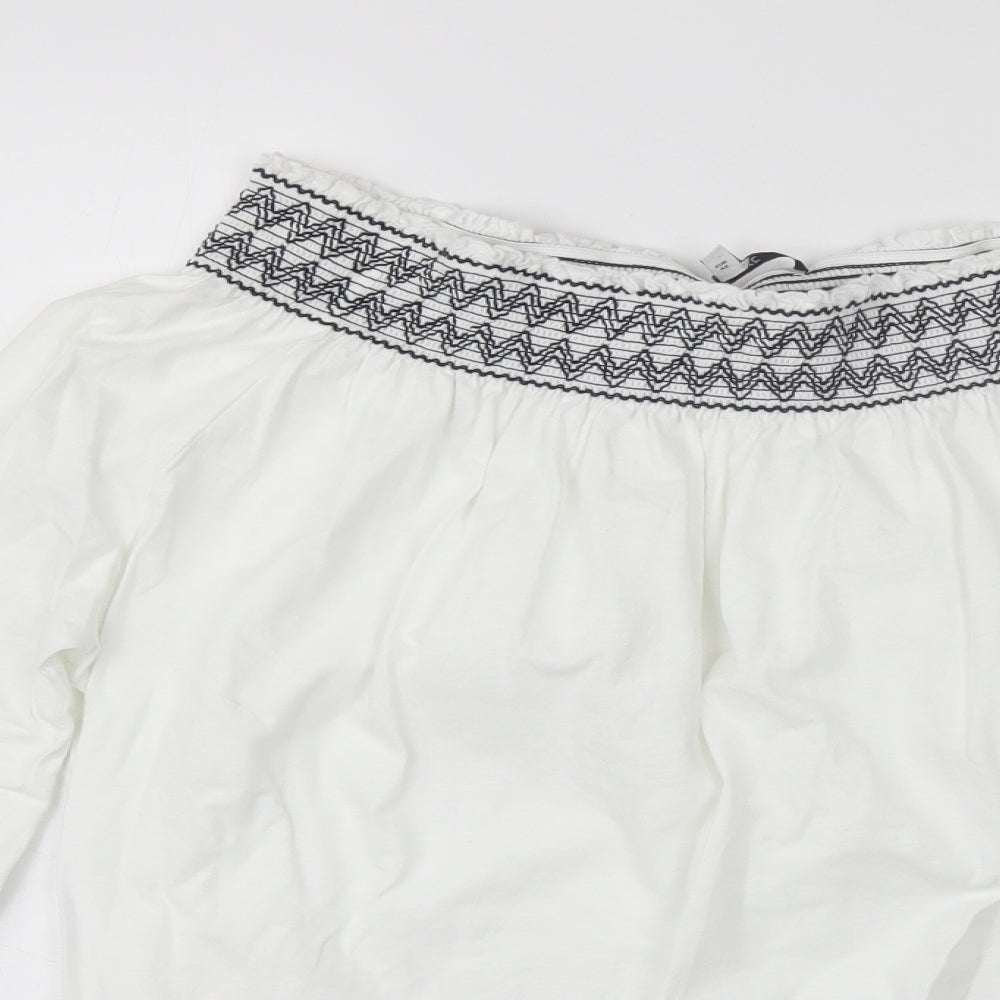 NEXT Womens White  Cotton Basic Blouse Size 16 Round Neck