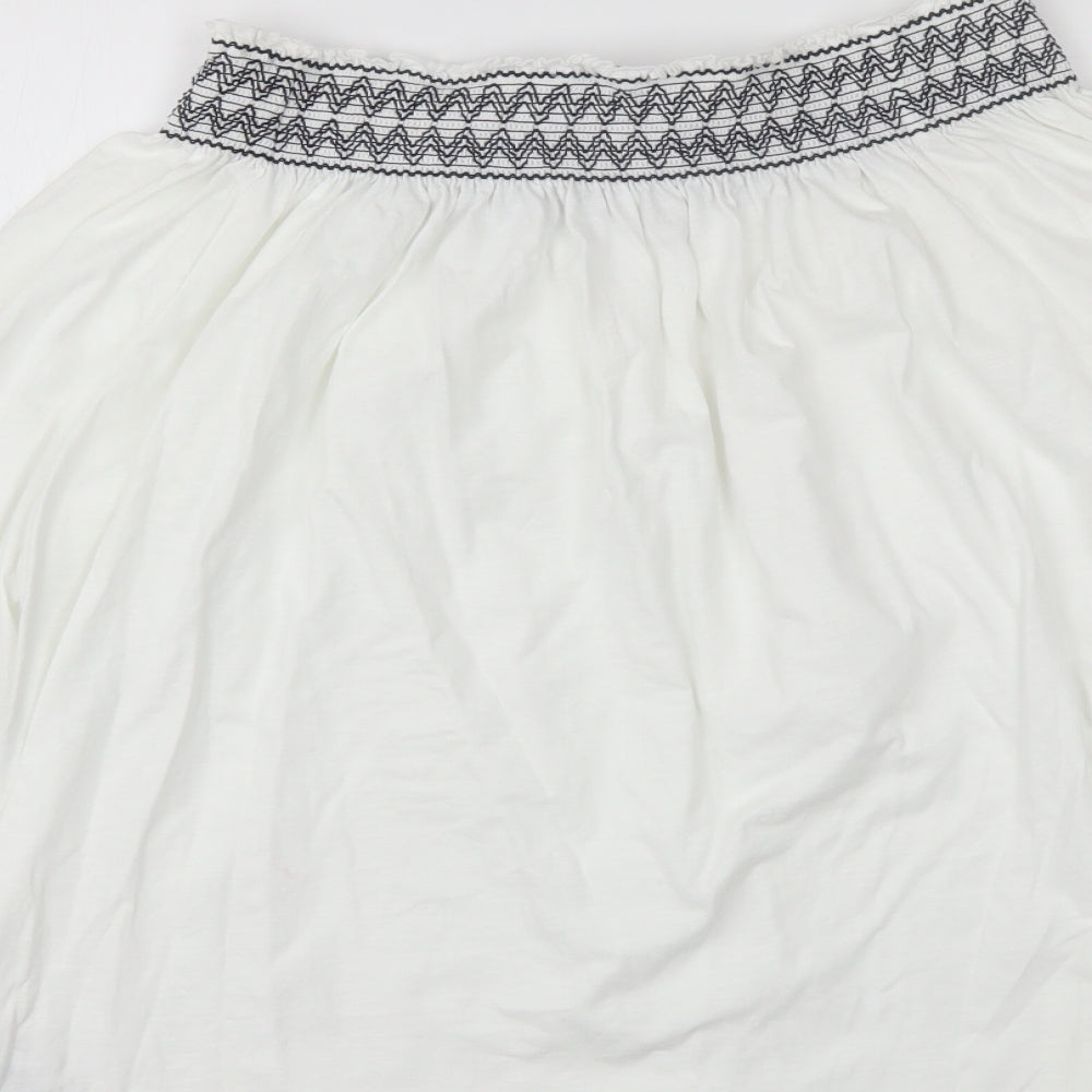 NEXT Womens White  Cotton Basic Blouse Size 16 Round Neck