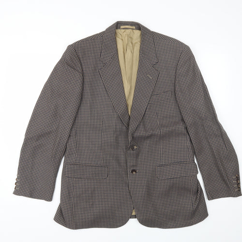 st Michael Mens Brown Check Wool Jacket Blazer Size 40