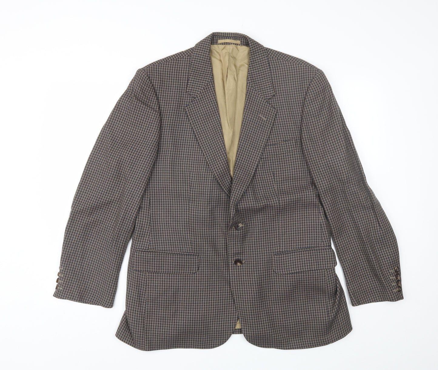 st Michael Mens Brown Check Wool Jacket Blazer Size 40