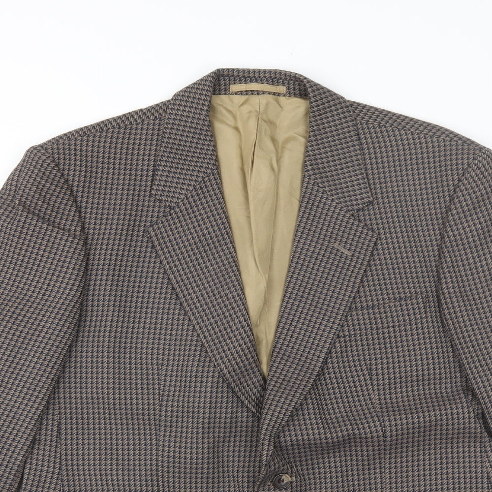st Michael Mens Brown Check Wool Jacket Blazer Size 40