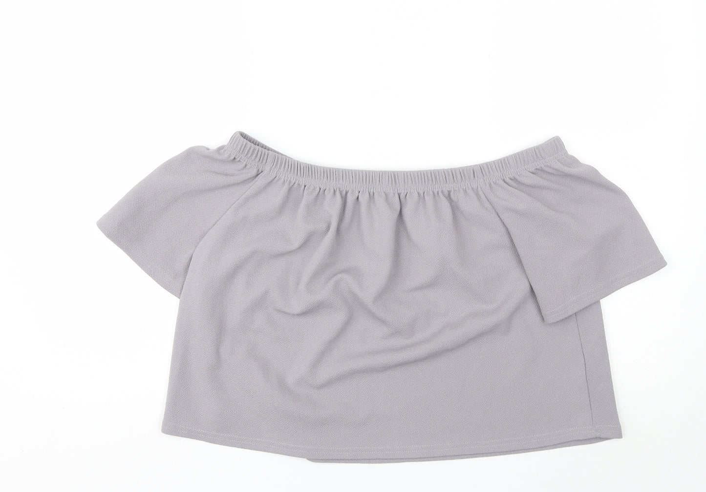 Boohoo Womens Grey  Polyester Basic Blouse Size 16 Off the Shoulder
