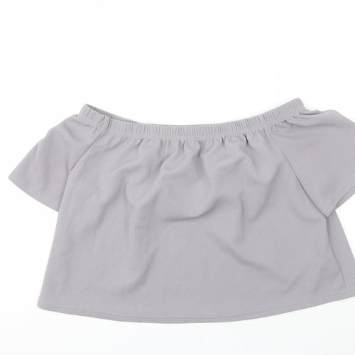Boohoo Womens Grey  Polyester Basic Blouse Size 16 Off the Shoulder