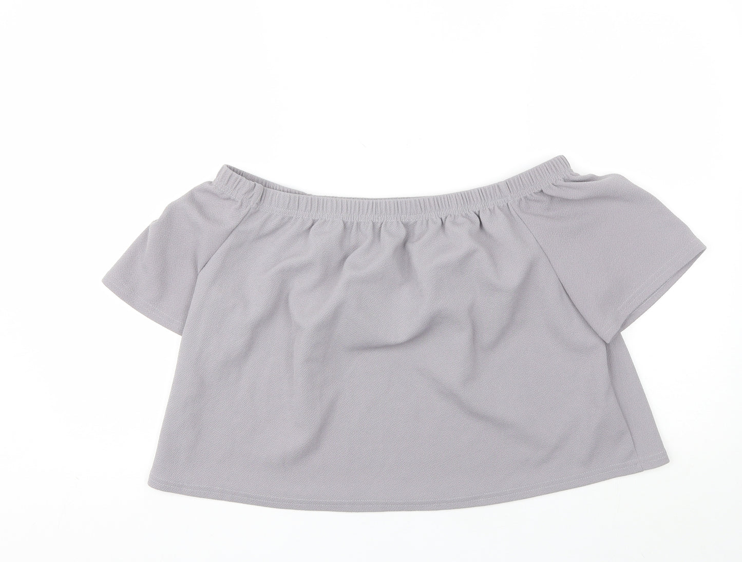 Boohoo Womens Grey  Polyester Basic Blouse Size 16 Off the Shoulder