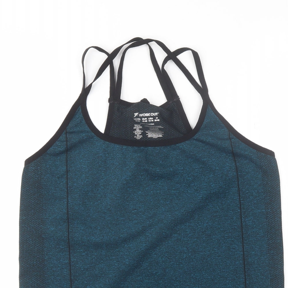 Primark Womens Blue  Polyester Basic Tank Size 18 Round Neck