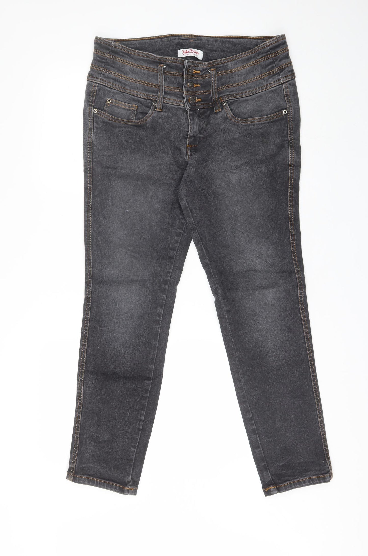 John Baner Womens Black  Cotton Skinny Jeans Size 18 L29 in Regular