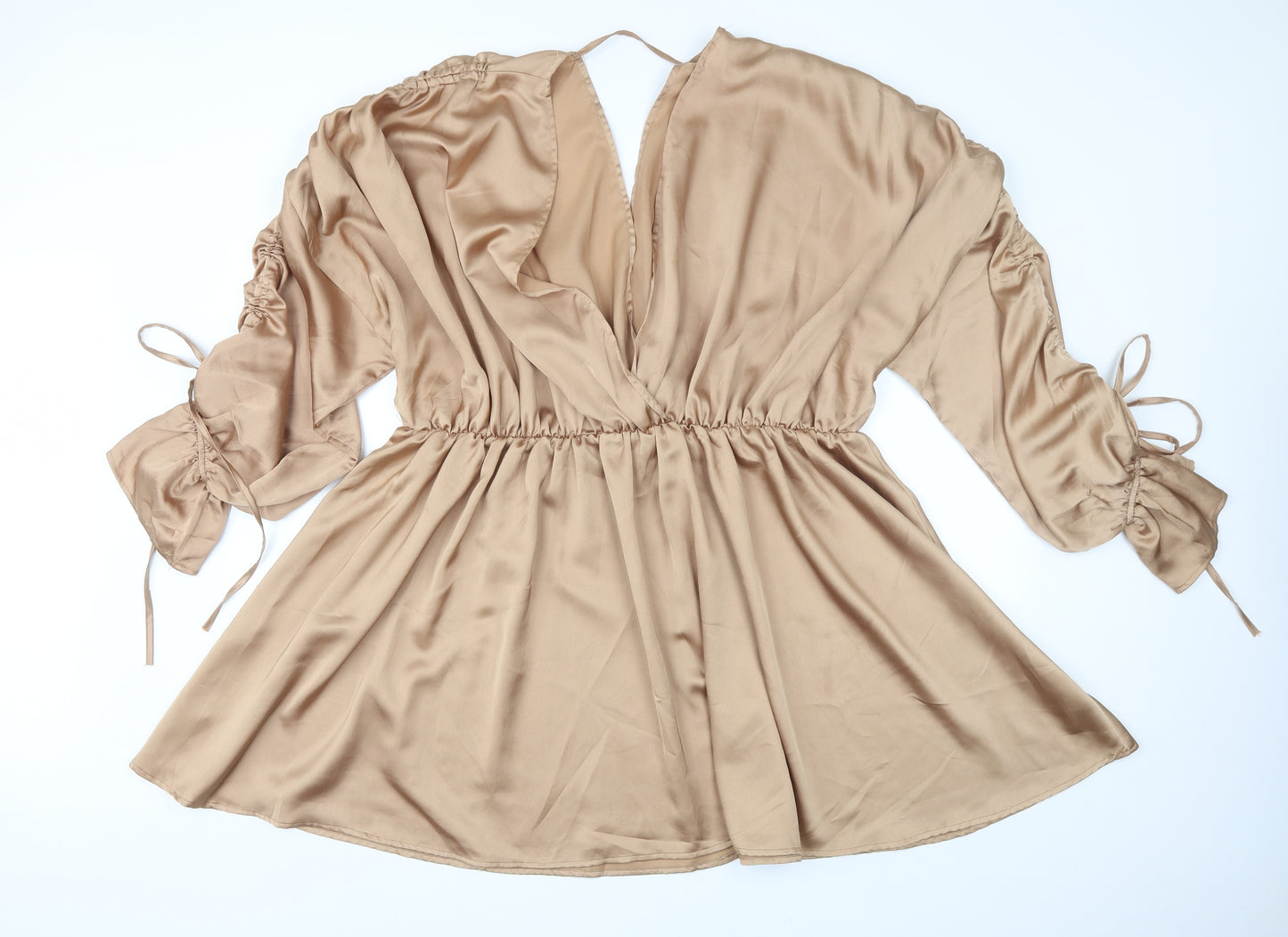 Boohoo Womens Gold  Polyester Shift  Size 20  V-Neck