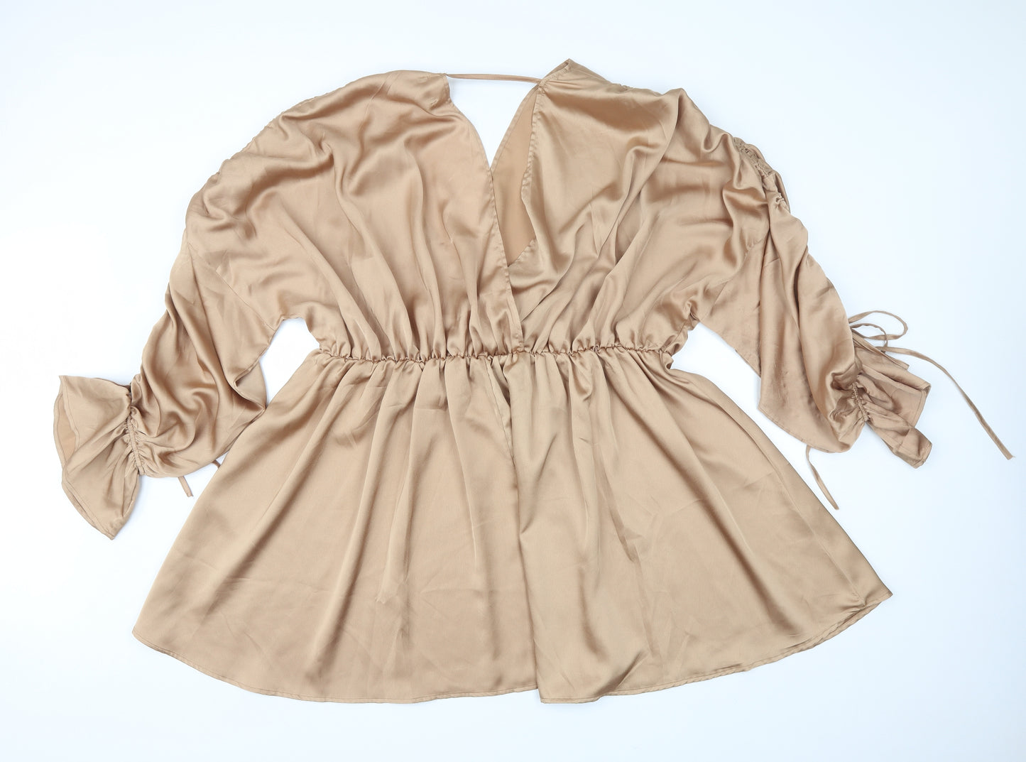 Boohoo Womens Gold  Polyester Shift  Size 20  V-Neck