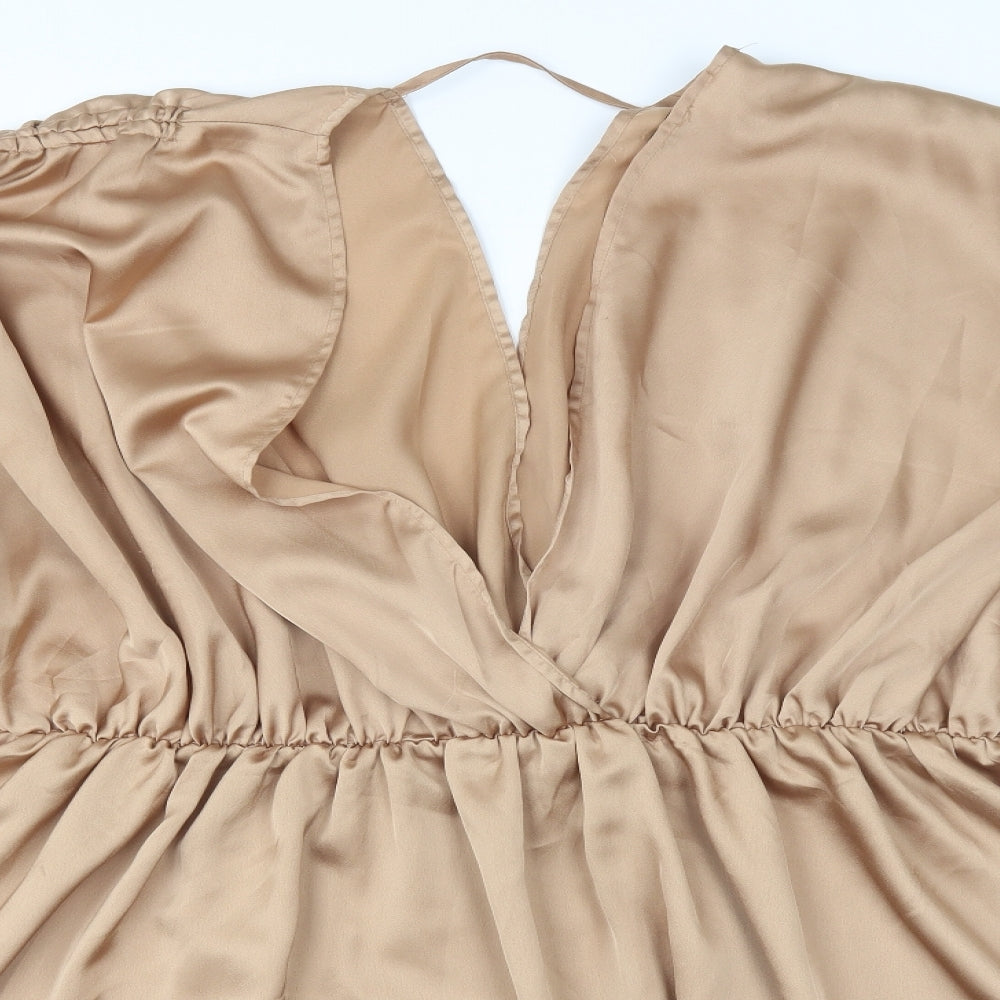 Boohoo Womens Gold  Polyester Shift  Size 20  V-Neck