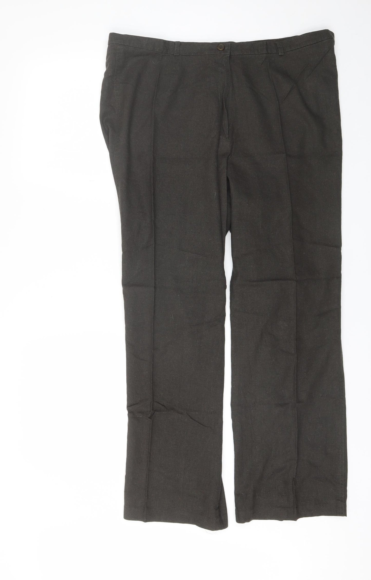 essence Womens Green  Linen Trousers  Size 20 L28 in Regular