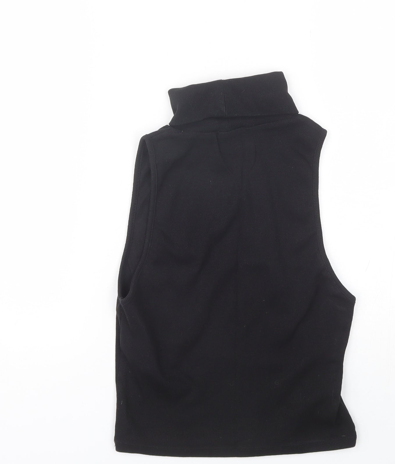 Zara Womens Black  Cotton Basic Tank Size L Roll Neck
