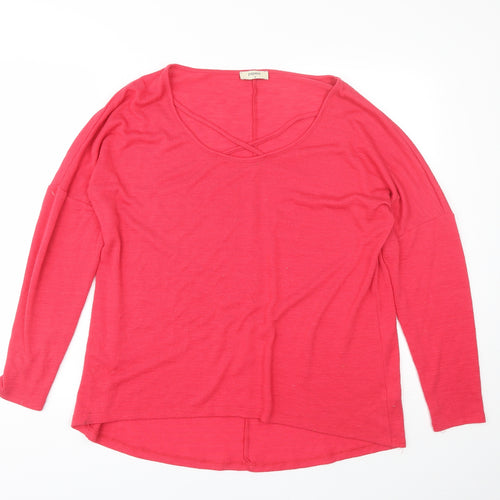 Papaya Womens Pink Scoop Neck  Polyester Pullover Jumper Size 12