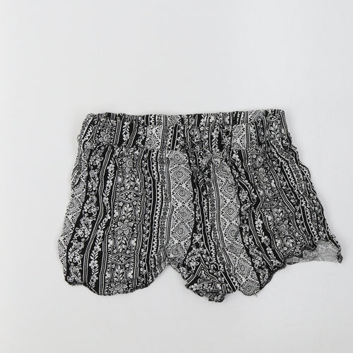 New Look Girls Black Geometric Viscose Bermuda Shorts Size 13 Years  Regular