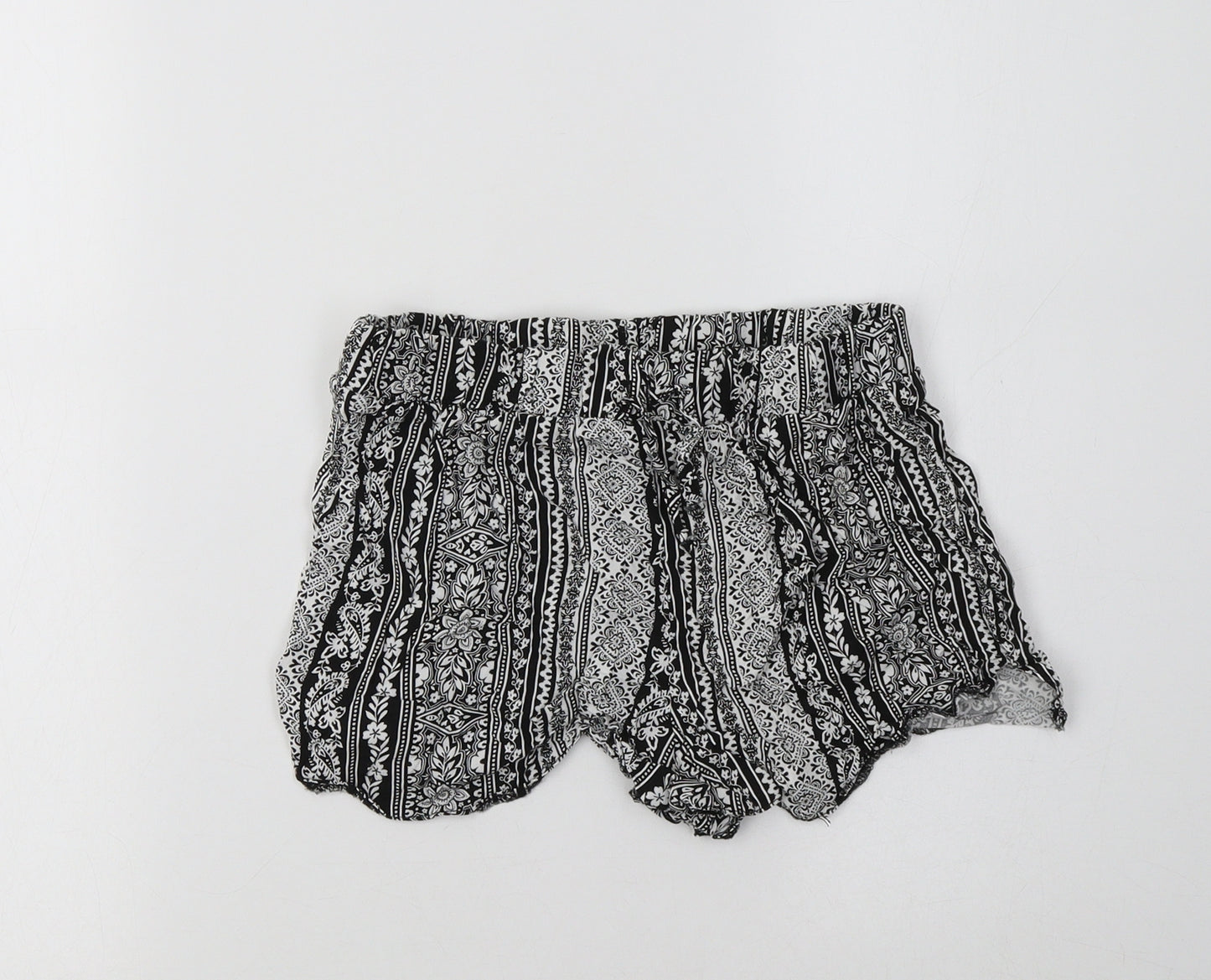 New Look Girls Black Geometric Viscose Bermuda Shorts Size 13 Years  Regular