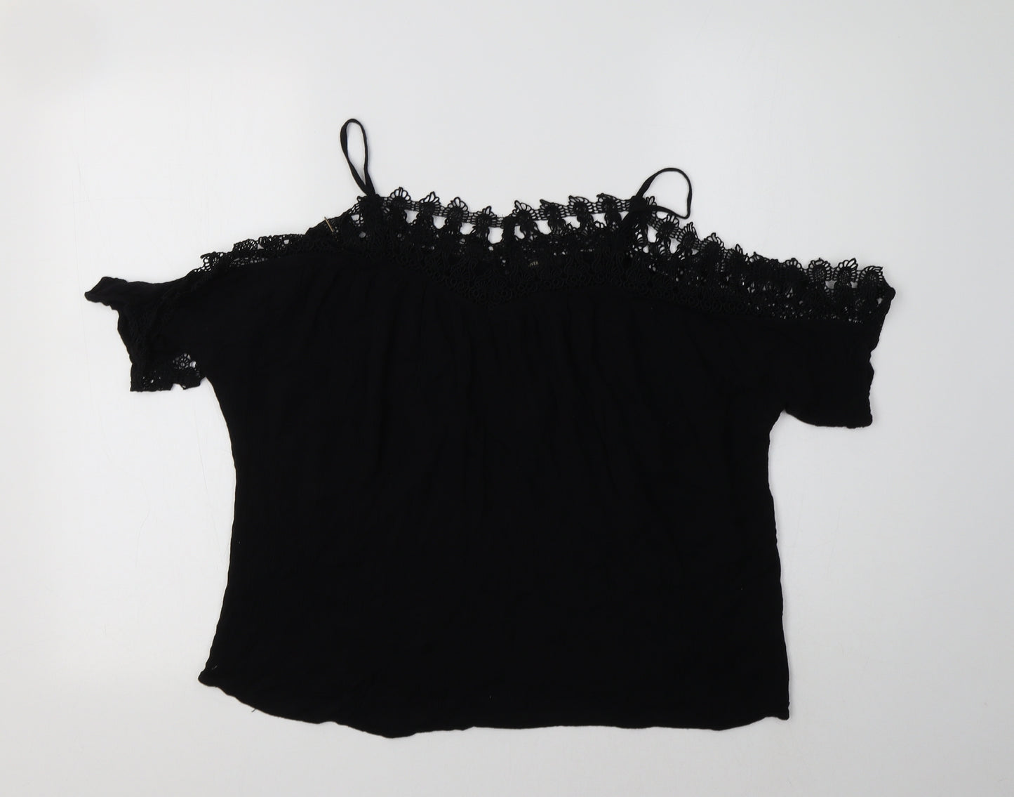 River Island Womens Black  Viscose Basic Blouse Size 10 V-Neck