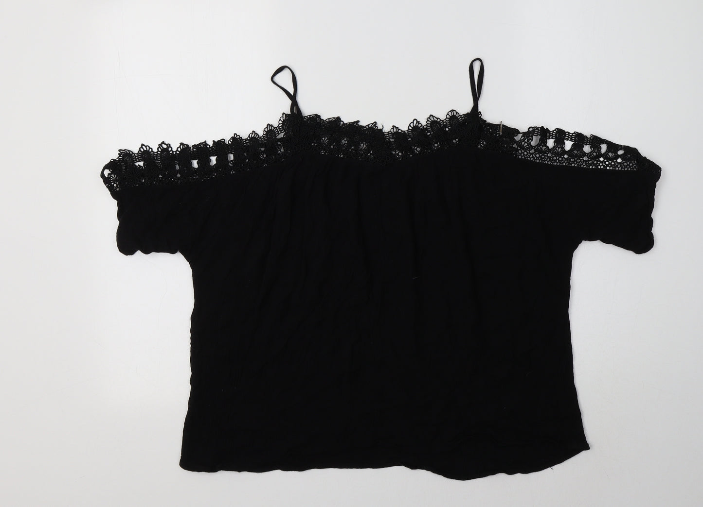 River Island Womens Black  Viscose Basic Blouse Size 10 V-Neck