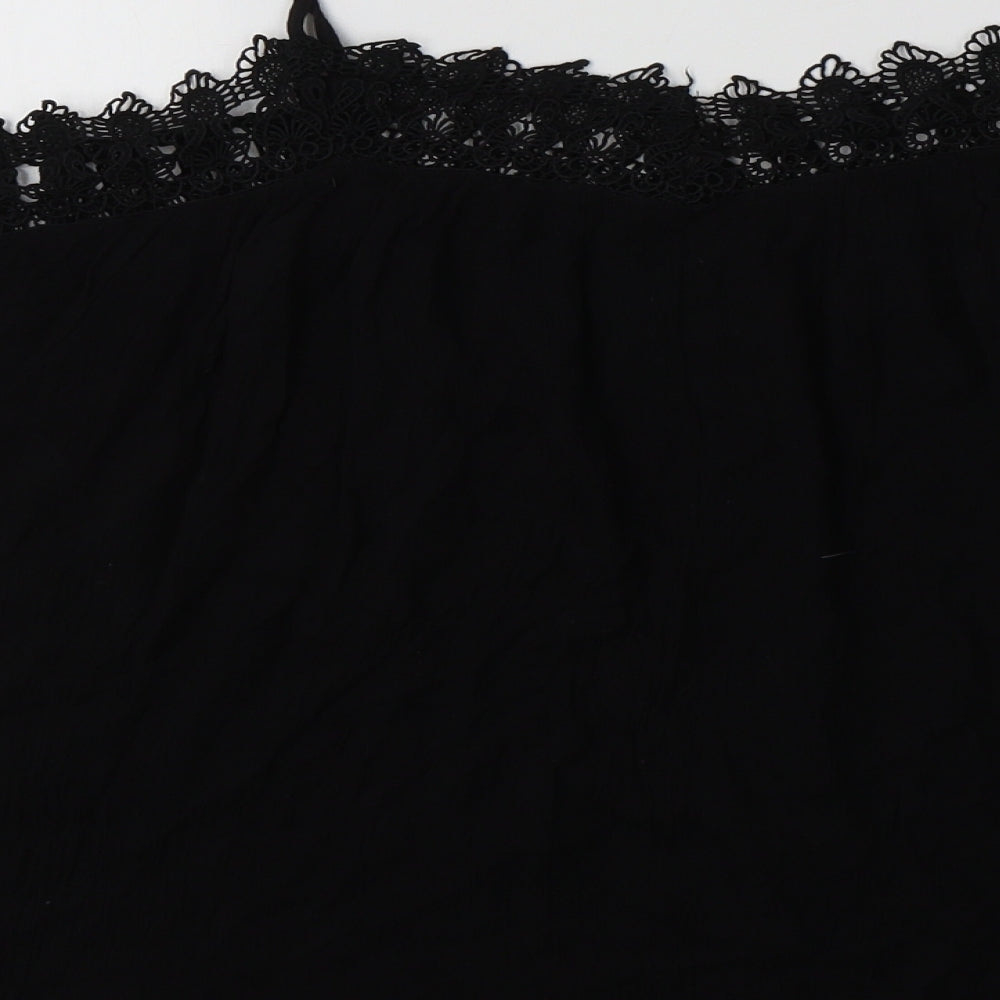 River Island Womens Black  Viscose Basic Blouse Size 10 V-Neck