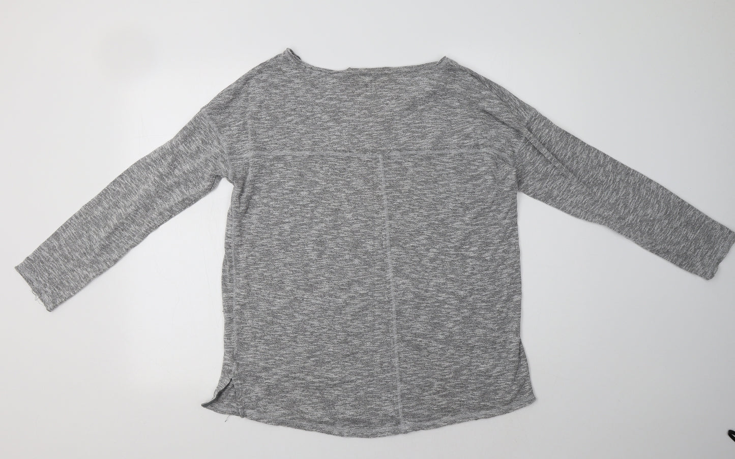 NEXT Womens Grey  Cotton Basic Blouse Size 16 Round Neck