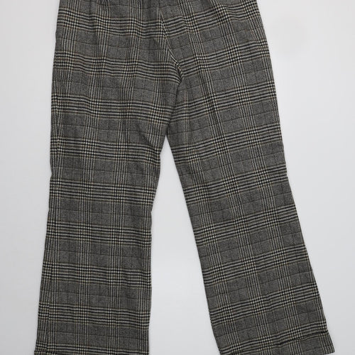 M&S Womens Grey Check Wool Trousers  Size 16 L32 in Regular