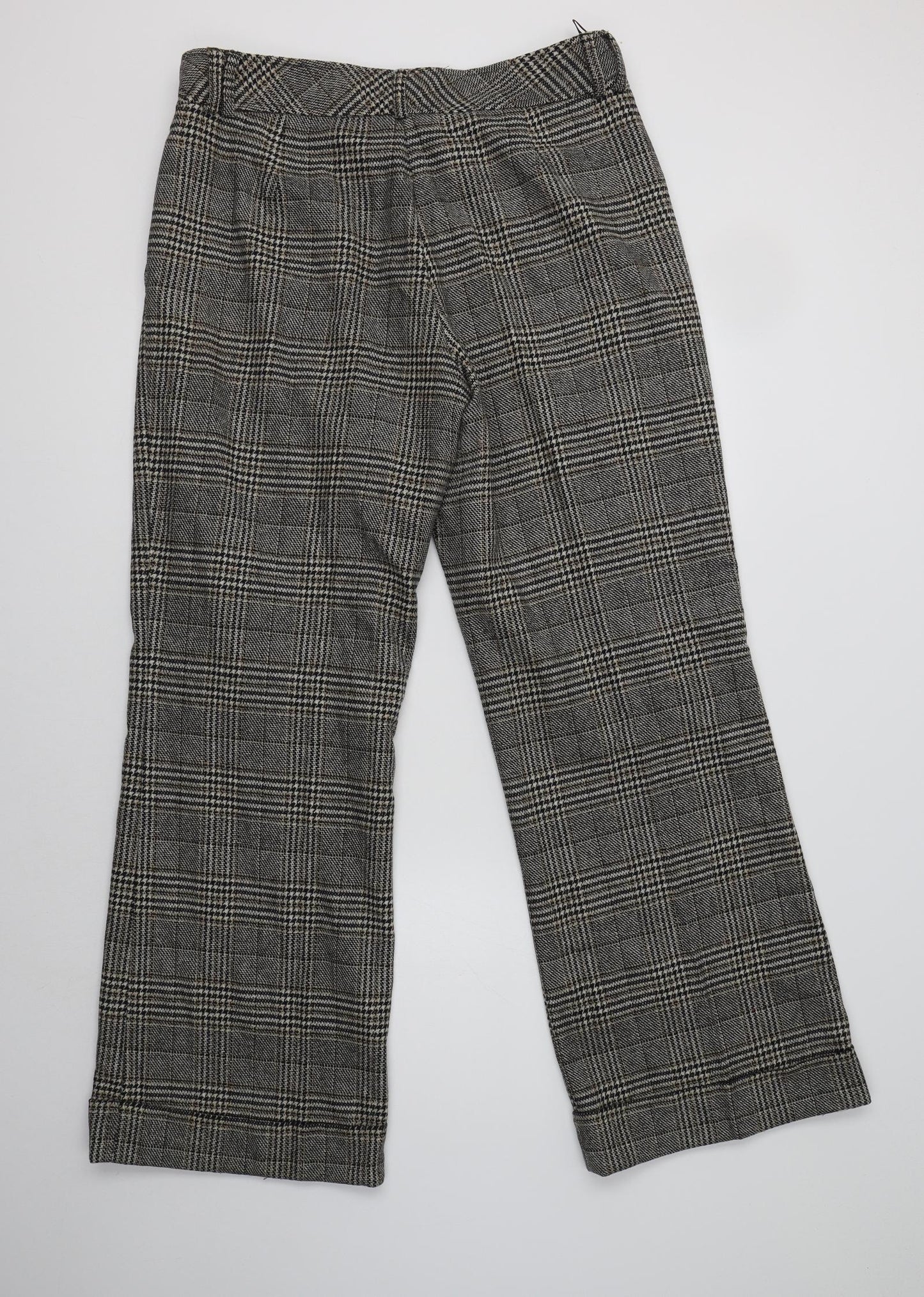 M&S Womens Grey Check Wool Trousers  Size 16 L32 in Regular
