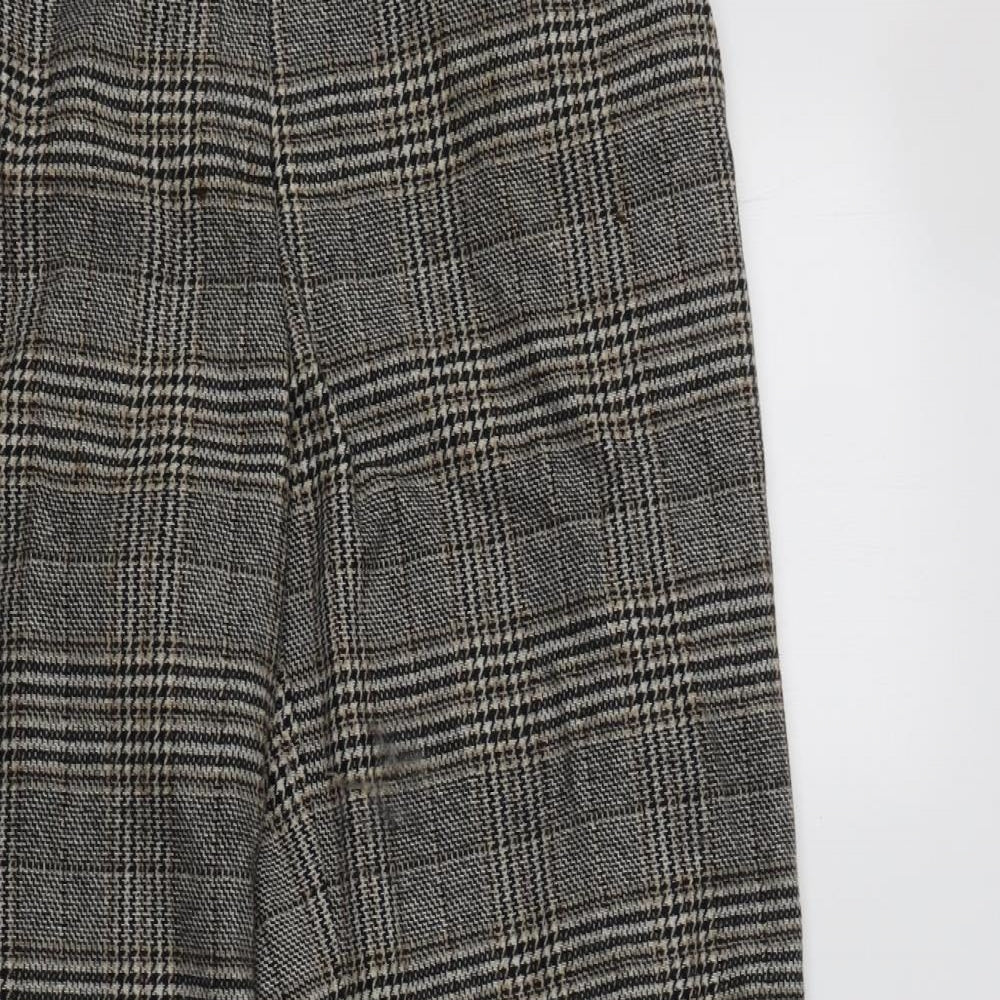 M&S Womens Grey Check Wool Trousers  Size 16 L32 in Regular