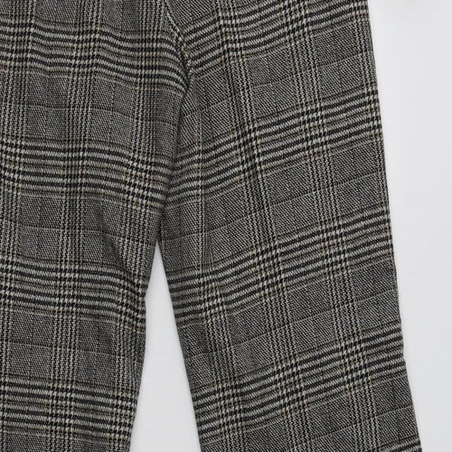 M&S Womens Grey Check Wool Trousers  Size 16 L32 in Regular