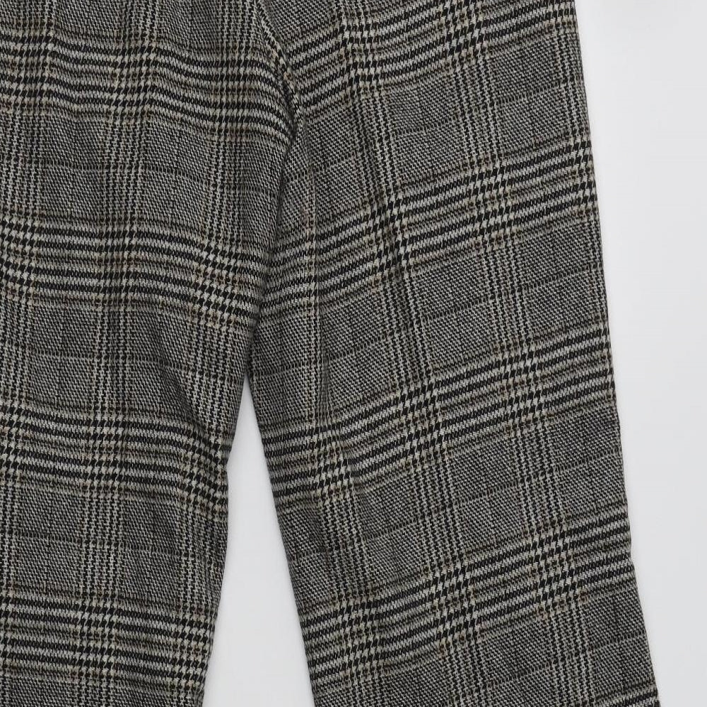 M&S Womens Grey Check Wool Trousers  Size 16 L32 in Regular