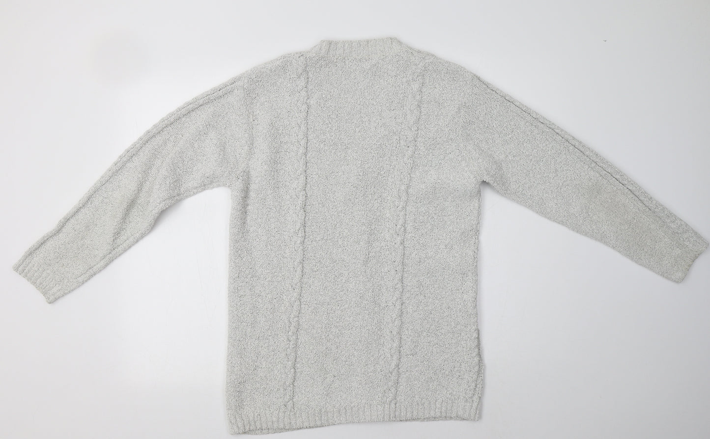 Jumper Womens Grey V-Neck  Cotton Cardigan Jumper Size S