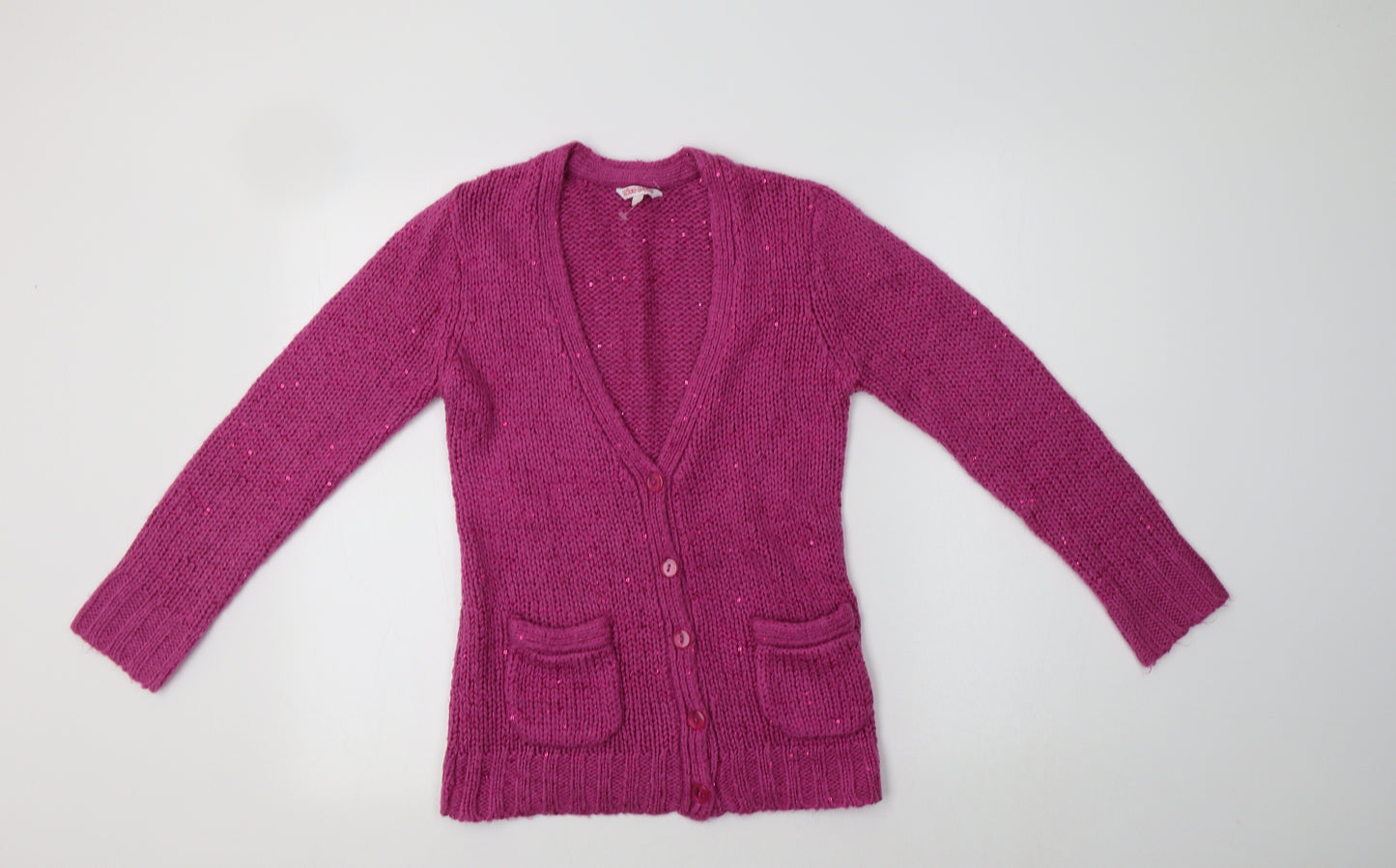 Miss E-Vie Girls Purple V-Neck  Acrylic Cardigan Jumper Size 12 Years