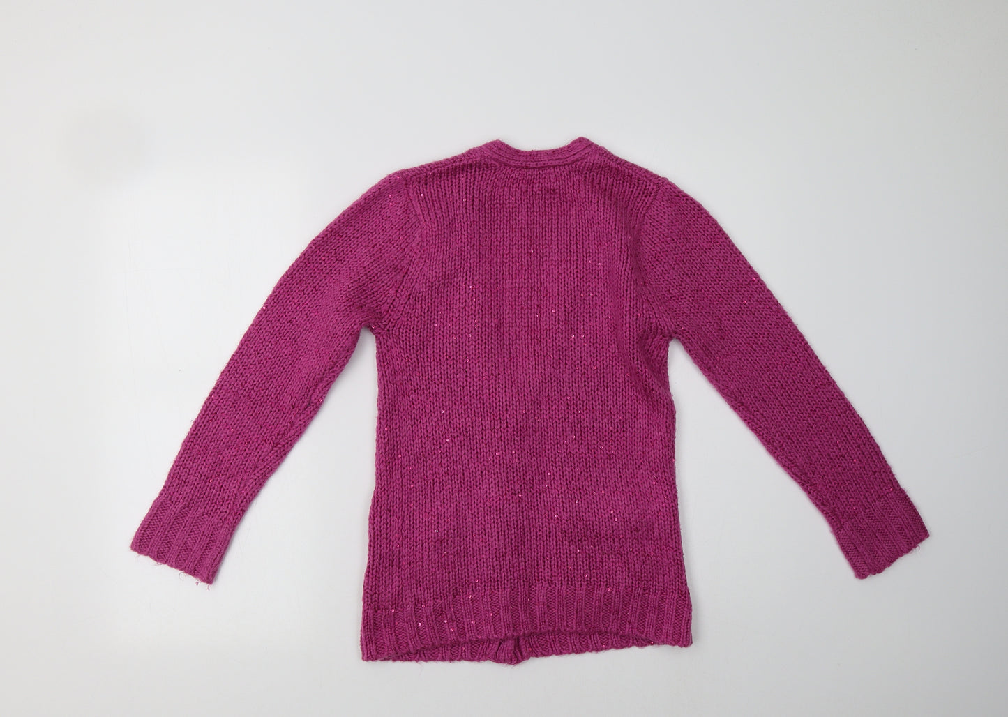 Miss E-Vie Girls Purple V-Neck  Acrylic Cardigan Jumper Size 12 Years