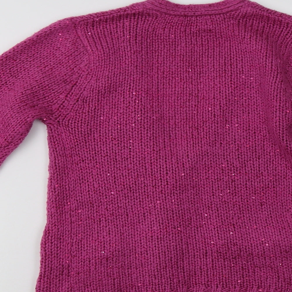 Miss E-Vie Girls Purple V-Neck  Acrylic Cardigan Jumper Size 12 Years