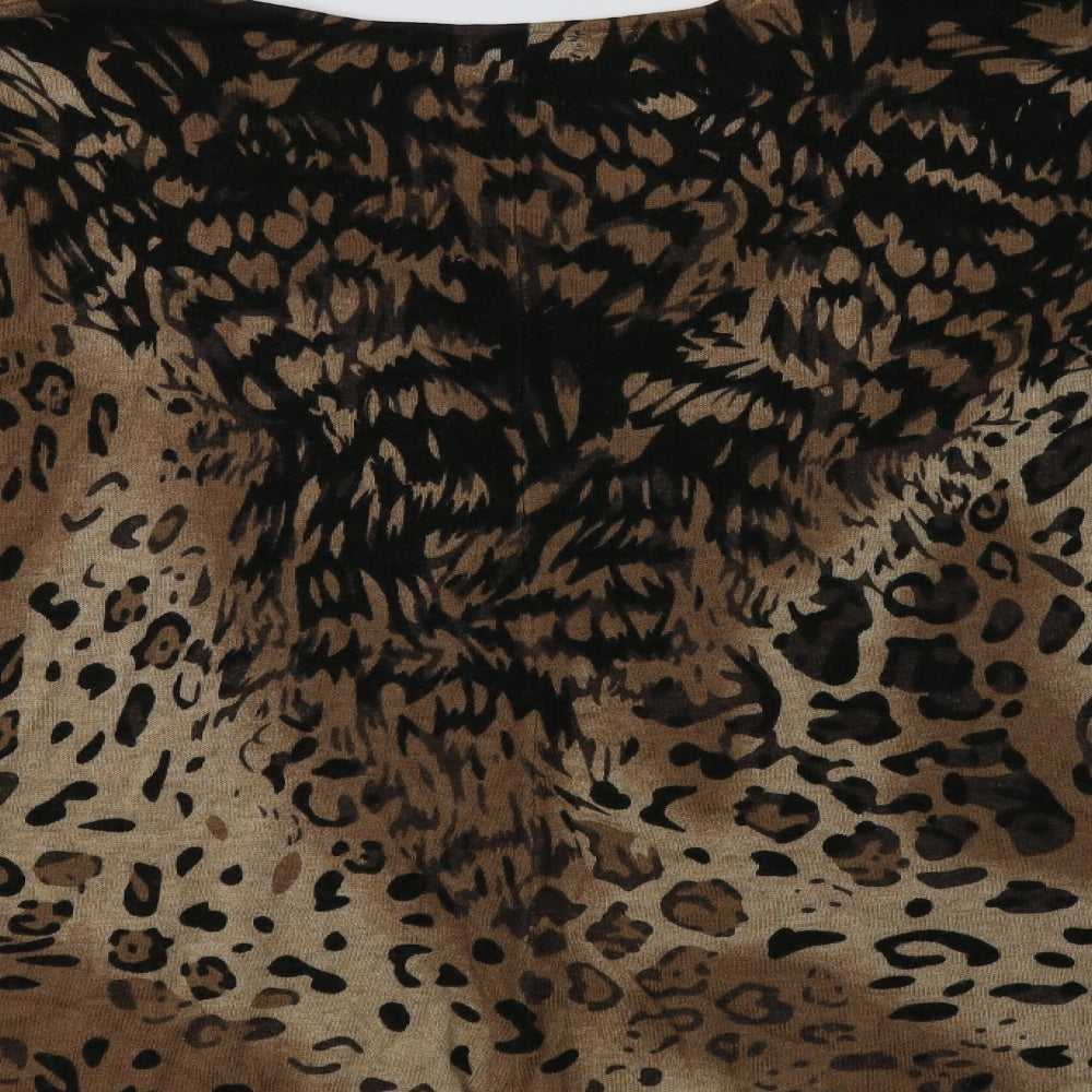Roman Womens Brown Round Neck Animal Print Polyamide Pullover Jumper Size 18