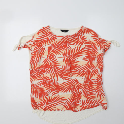 F&F Womens Orange Floral Viscose Basic Blouse Size 16 Round Neck