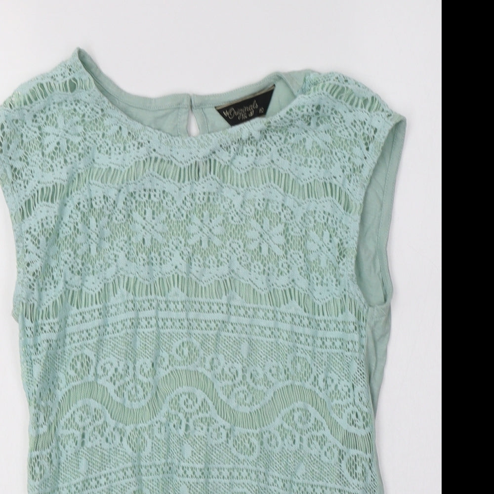 Originals Womens Blue  Cotton Basic Blouse Size 12 Crew Neck