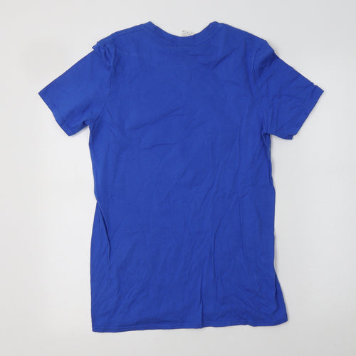 Gildan Womens Blue  Cotton Basic T-Shirt Size S Crew Neck - Wales