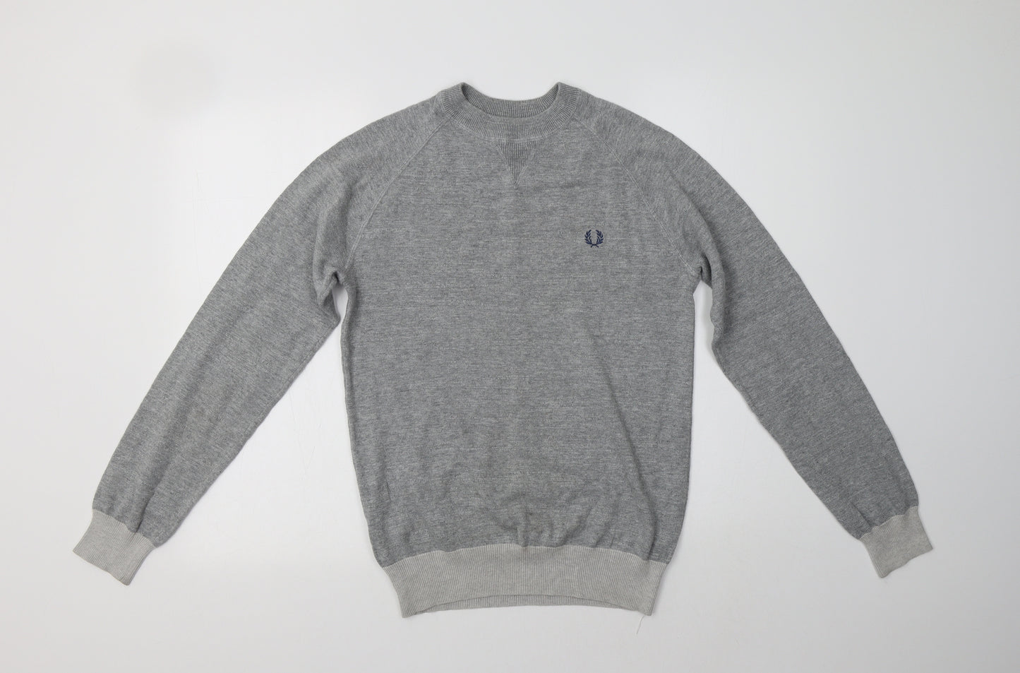 Fred Perry Mens Grey Crew Neck  Cotton Pullover Jumper Size XS
