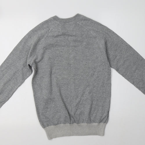 Fred Perry Mens Grey Crew Neck  Cotton Pullover Jumper Size XS