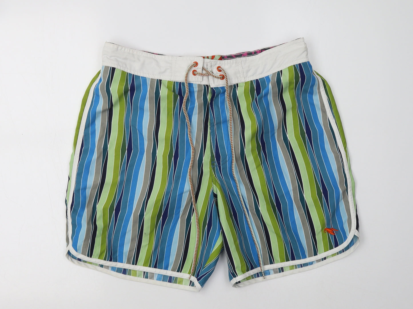 Ted Baker Mens Multicoloured Striped Polyester Bermuda Shorts Size L L6 in Regular