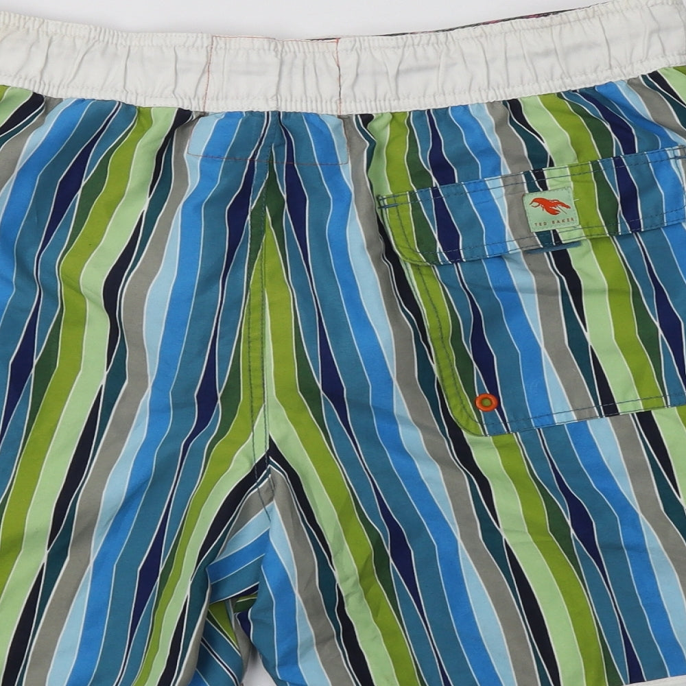 Ted Baker Mens Multicoloured Striped Polyester Bermuda Shorts Size L L6 in Regular