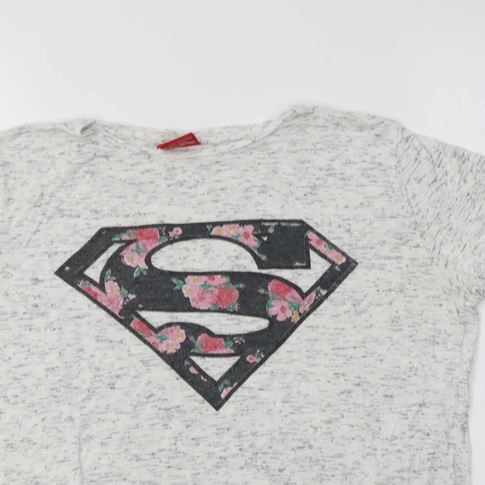 Primark Womens Grey  Viscose Basic T-Shirt Size 10 Crew Neck - Superman