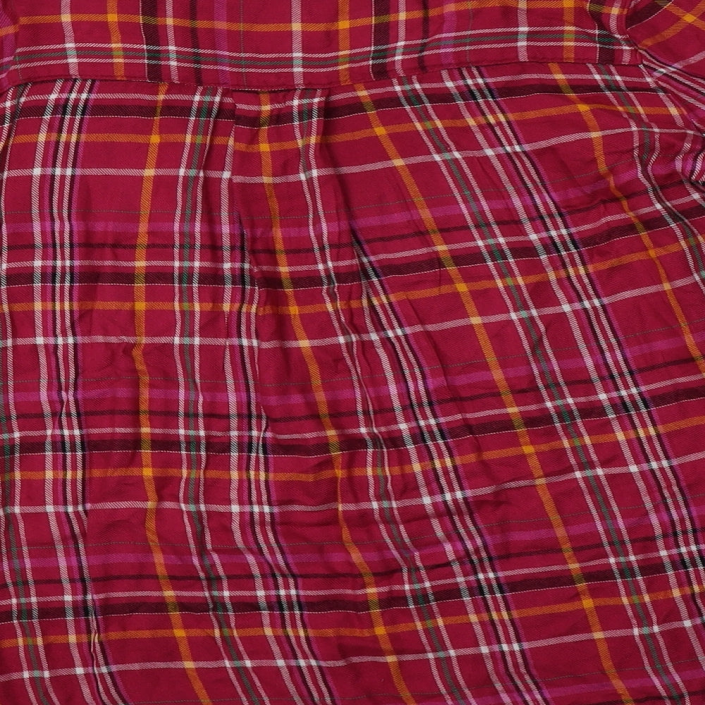 NEXT Womens Pink Check Viscose Tunic Blouse Size 12 V-Neck