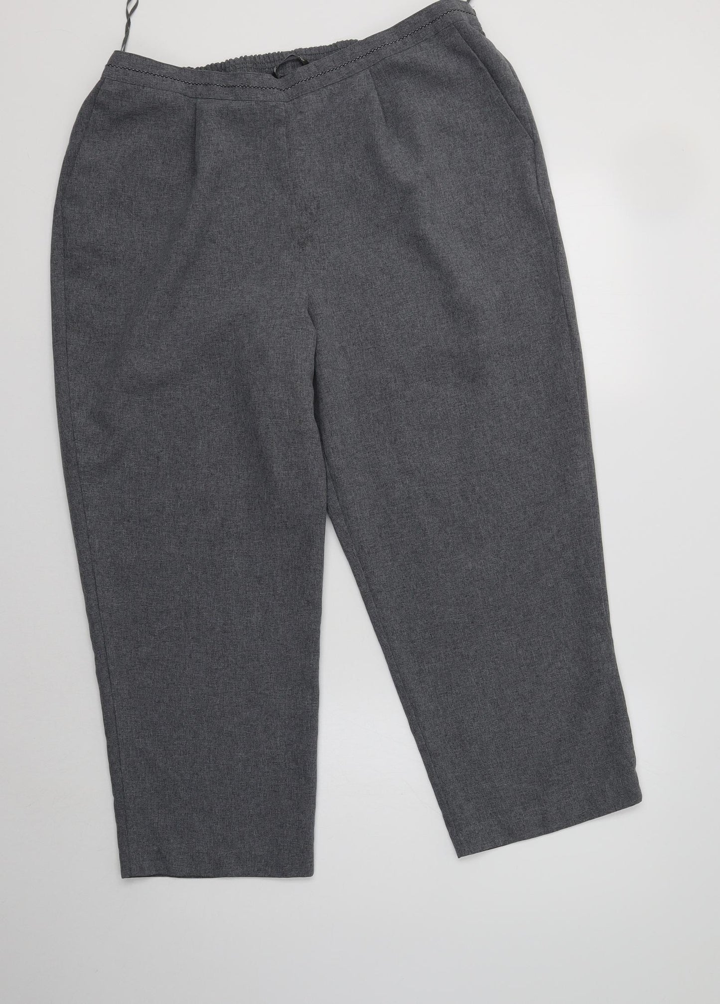 Bonmarché Womens Grey  Polyester Cropped Trousers Size 18 L24 in Regular