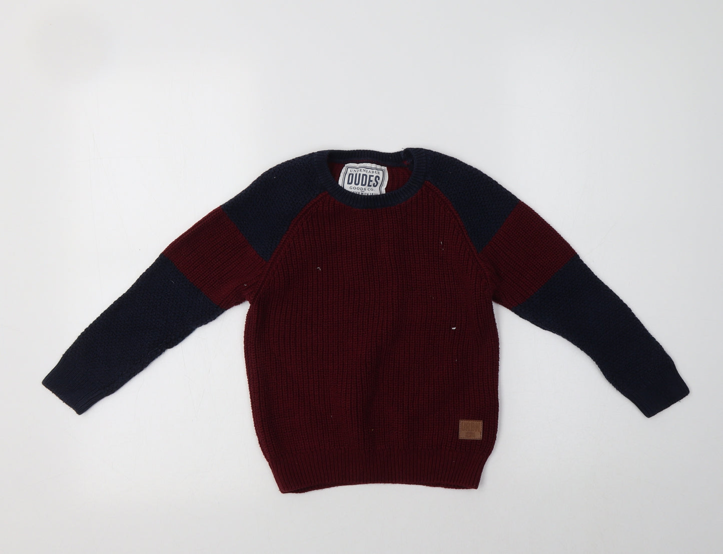 Matalan Boys Purple Crew Neck Striped Cotton Pullover Jumper Size 6 Years